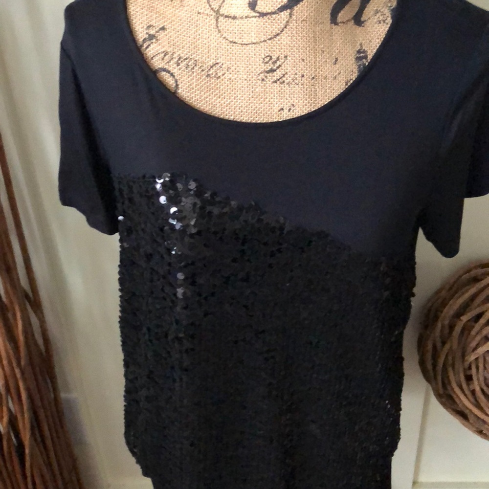 Apt.9 Sequined Front Short Sleeve Tee